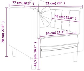Poltrona com almofadão veludo cinzento-claro