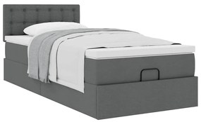 Estrutura cama otomana colchão 90x190 cm tecido cinzento escuro
