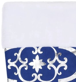 Saia de árvore de Natal luxuosa 90 cm com meia tecido azul