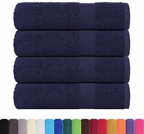 Toalhas banho 4 pcs 70x140 cm 360 gsm 100% algodão azul marinho