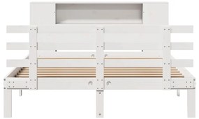 Cama com estante sem colchão 140x200 cm pinho maciço branco