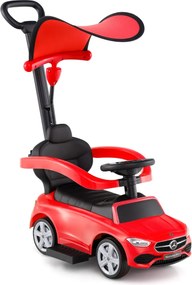 Andador Carro 3 em 1 para criança com barra de empurrar Capota ajustável Pedal e buzina para crianças de 18 a 36 meses Vermelho