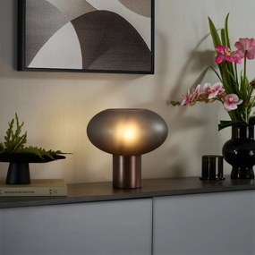 Candeeiro de Mesa Design Bronze com Vidro Cinzento Mate - Umbrella