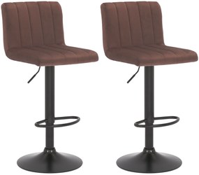 Conjunto de 2 bancos de bar Jamie com revestimento em veludo 87-107 x 41 x 49 cm Castanho