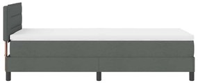 Cama Box Spring com Colchão &amp; LED Cinza Escuro 80x200 cm Tecido
