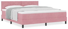 Cama Box Spring com Colchão Rosa Super King Veludo