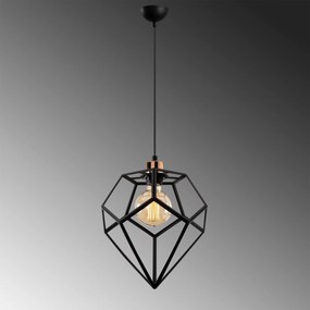 Candeeiro Chandelier Degirmen – Preto e Bronze – Diâmetro 30 cm, Altur