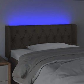 Cabeceira cama luzes LED tecido 93x16x78/88cm cinza-acastanhado