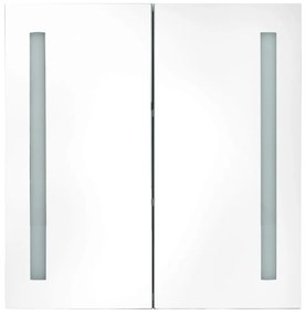 Armário espelhado casa de banho LED 62x14x60cm preto brilhante