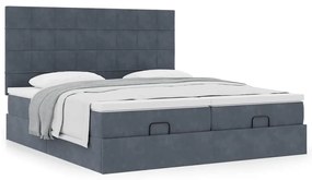 Estrutura cama otomana colchões 180x200 cm cinzento escuro