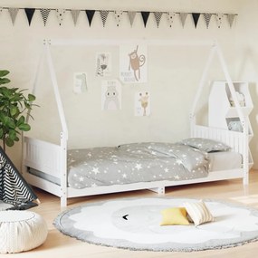 vidaXL Estrutura de cama infantil 90x190 cm pinho maciço branco