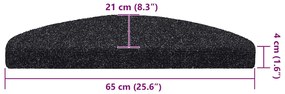 Tapetes de escada autoadesivos 30 pcs 65x21x4 cm preto