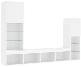 4pcs móveis de parede p/ TV c/ LEDs derivados de madeira branco