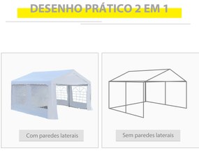 Outsunny Tenda para Festas 400x400x280cm para Exterior Campismo Casame