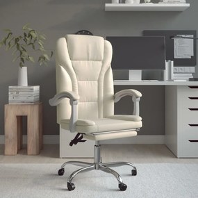 vidaXL Cadeira de escritório reclinável couro artificial cor creme