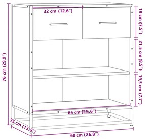 Aparador 68x35x76 cm deriv. de madeira cinzento sonoma