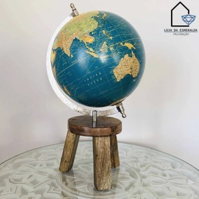 Globo Decorativo | Base em Madeira | 20x20x36CM