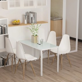 Mesa Sala de Jantar de Cristal Mesa Retangular para 4-6 pessoas com Pés de Metal Multifuncional para Cozinha 120x60x75cm Branco