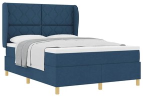 Cama Box Spring vidaXL com Colchão Azul 140x190 cm em Tecido