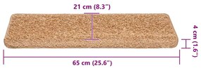 Tapetes de escadas 30 pcs 65x21x4 cm bege