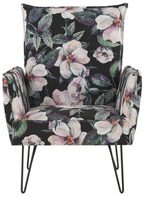 Poltrona estofada com padrão floral preto RIBE Beliani