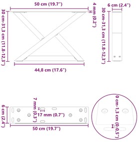 Pés para mesa de centro 2 peças, branco, 50x(30-31,3) cm, aço