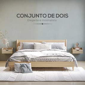 Conjunto de 2 Mesas de Cabeceira de Parede Mesas de Cabeceira Flutuantes com 1 Gaveta 40x30x19,5 cm Madeira