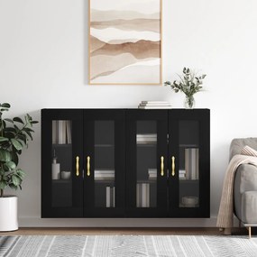 vidaXL Móveis de parede 2 pcs derivados de madeira preto