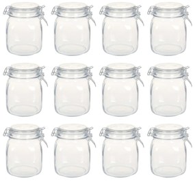 50823 vidaXL Frascos de vidro com fechos 12 pcs 1 L