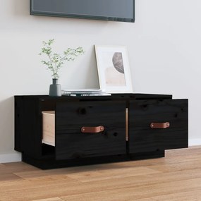 Móvel de TV 80x34x35 cm madeira de pinho maciça preto