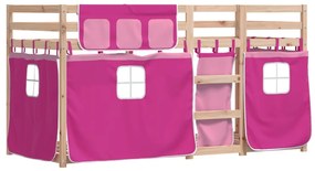 Beliche com cortinas 80x200 cm madeira de pinho maciça rosa