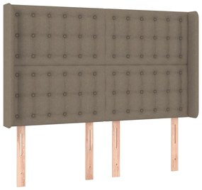 Cabeceira cama c/ LED tecido 147x16x118/128cm cinza-acastanhado