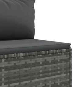 8 pcs conjunto lounge de jardim c/ almofadões vime PE cinzento