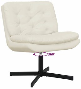 Cadeira Relaxante Giratória Creme 63 x 75 x 76 cm Veludo