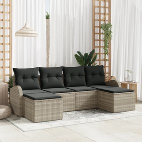 Conjunto de Sofás de Jardim vidaXL 6 Peças com Almofadas Cinza Claro e