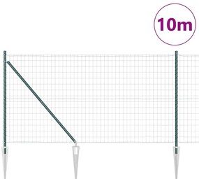 Cerca Euro da com 7 Postes de Espeto, 1,4x10 m, em Aço Galvanizado Ver