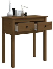 Mesa consola 70x35x75 cm madeira de pinho maciça castanho mel