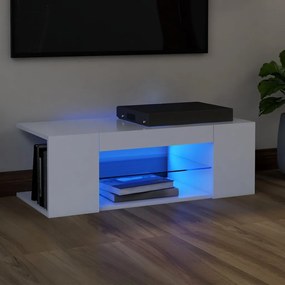 Móvel de TV com luzes LED 90x39x30 cm branco