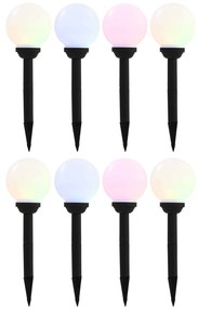 vidaXL Candeeiro solar de exterior LED 8 pcs esférico 15 cm RGB