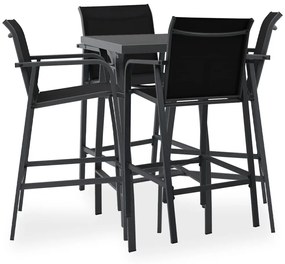 vidaXL 5 pcs conjunto de bar para jardim preto