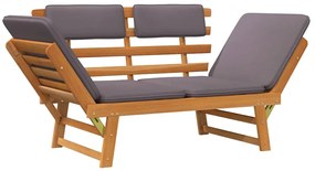 Banco de jardim 2 em 1 c/ almofadão 190cm madeira acácia maciça