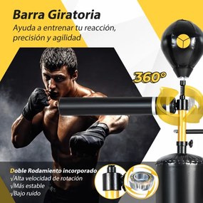 Treinador de Boxe com Barra giratória independente de 360° com altura ajustável 168-201 cm Preto