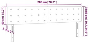 Cabeceira de cama c/ luzes LED veludo 200x5x78/88 cm rosa