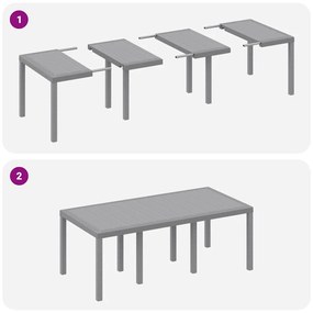 Conjunto de Jantar para Jardim 7 pcs Cinzento-claro