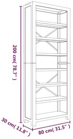 Estante com 7 prateleiras 80x30x200 cm madeira de acácia maciça