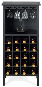 Garrafeira Porta-Vinhos para 20 Garrafas Madeira 24,5 x 42 x 96 cm Preto