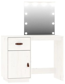 Conjunto de toucador com luzes LED pinho maciço branco