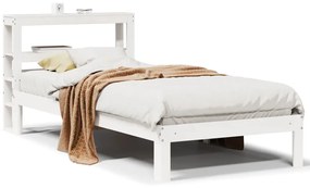 Estrutura de cama com cabeceira 90x200 cm pinho maciço branco