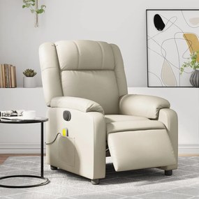 vidaXL Poltrona massagens reclinável elétrica couro artificial creme