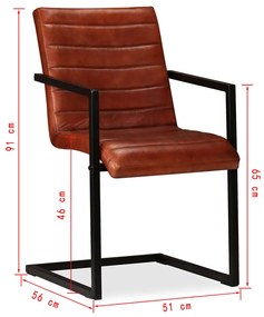 Cadeiras de jantar 4 pcs couro genuíno castanho